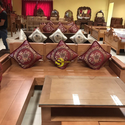 Bộ sofa góc tay trơn thanh lịch gỗ sồi Nga