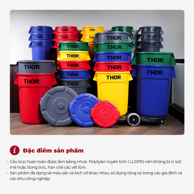 Thùng nhựa  tròn đa năng chịu lực THOR 38L thương hiệu TRUST 1011GN (không nắp)  phân phối bởi Cobi Home.