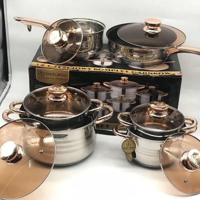 Bộ Nồi Đáy Từ 6 Món EB-8013 Inox Không Gỉ Kèm Năp Kính Cao Cấp Dùng Cho Mọi Loại Bếp - hàng nhập khẩu