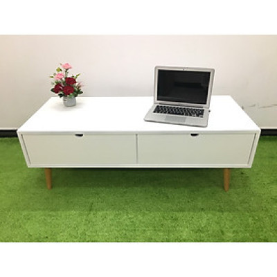 Bàn sofa cafe trà phòng khách hình hộp trắng T819-6 KT120x50x43