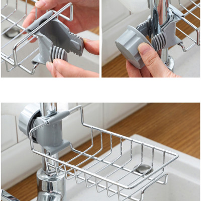 Giá để giẻ rửa bát, nước rửa chén đa năng chất liệu Inox 304 sáng bóng không han gỉ, kích thước 17x10.2x6.5cm - Tặng kèm 4 khăn lau chén bát, lau nhà bếp siêu thấm hai mặt loại xịn