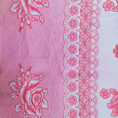 Khăn trải bàn PAULEE - 856B (180cm x 137cm) hoa văn hồng - không thấm nước