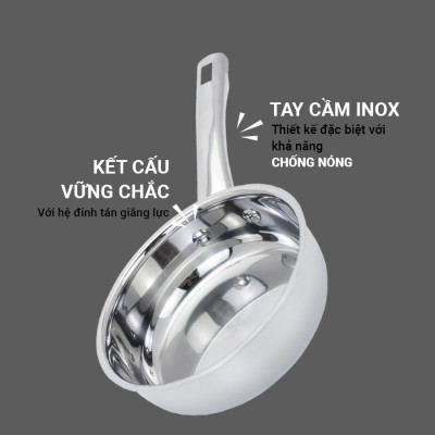 Chảo Inox 3 lớp đúc liền khối Kalpen Kazler 24cm đáy từ chuẩn Đức