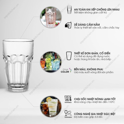 Bộ 6 Ly Thủy Tinh Cao Rock Bar Bormioli Rocco 516180BN6321990 (480ml / Ly) Bormioli Rocco - Italy