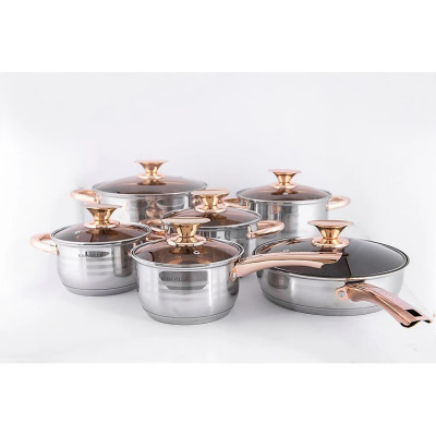 Bộ Nồi Đáy Từ 6 Món EB-8013 Inox Không Gỉ Kèm Năp Kính Cao Cấp Dùng Cho Mọi Loại Bếp - hàng nhập khẩu