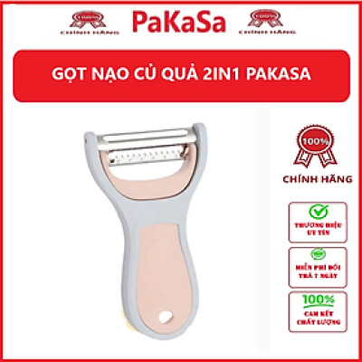 Dụng Cụ Bào Vỏ Thông Minh PaKaSa, Nạo Sợi Rau Củ Quả 2in1- Dao Bào 2 Trong 1 Bằng Thép Không Gỉ - Hàng chính hãng
