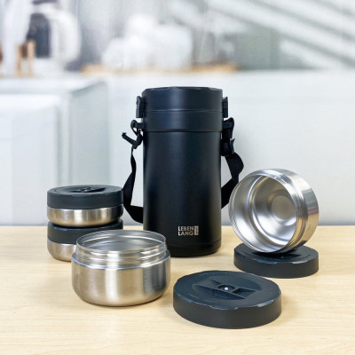 Hộp cơm giữ nhiệt 4 ngăn inox 304 chuẩn Đức LBT856, dung tích 2.2L kèm đũa