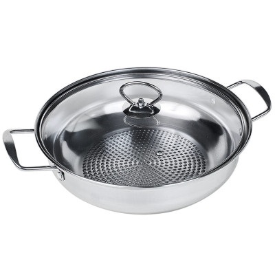 Nồi Lẩu Inox 304 Đáy Sần (Size 30cm) Dùng Trên Mọi Loại Bếp, Phù Hợp Ăn Lẩu, Xào Thực Phẩm