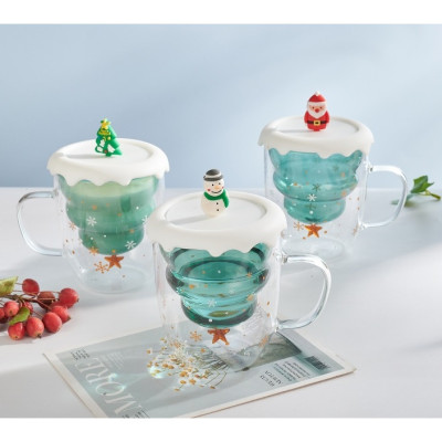 Ly Thủy Tinh 2 Lớp Hình Cây Thông Cách Nhiệt Cao Cấp