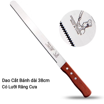 DAO CẮT BÁNH MÌ BÁNH NGỌT BÁNH GATO SINH NHẬT TAY CẦM CÁN GỖ LƯỠI RĂNG CƯA DAO DÀI 38CM ( HÀNG CAO CẤP XUẤT CHLB ĐỨC ) 