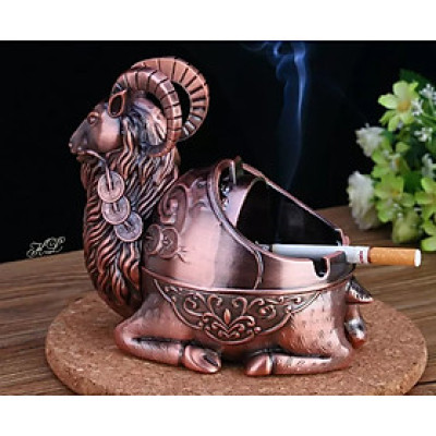 Gạt tàn hình dê tài lộc bằng kim loại