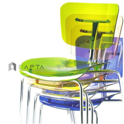 Bộ bàn ghế Italia trong suốt chống tia UV Bàn tiếp khách spa nhỏ gọn 2 ghế nhựa xếp chồng tiêu chuẩn Châu Âu SL TS0954-05S / SLIDE TpHCM
