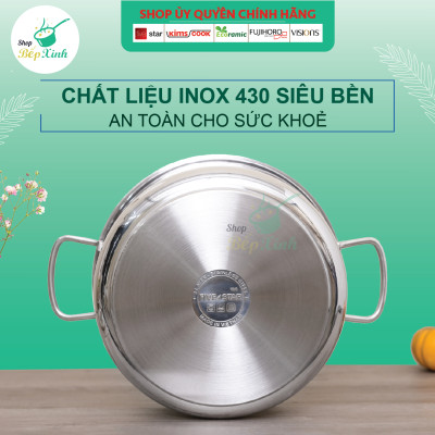 Bộ nồi inox Fivestar 3 đáy từ 18cm và 24cm nắp kính