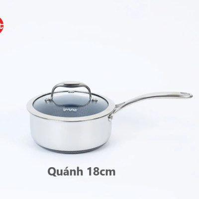 Bộ 5 nồi chảo iMat Hybrid Blackcube, phủ chống dính gốm - Ceramic lòng xanh