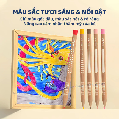 Bút chì màu vẽ tranh cao cấp mideer Vibrant Colored Pencil  24/36/48 màu, Chì vẽ chuyên nghiệp