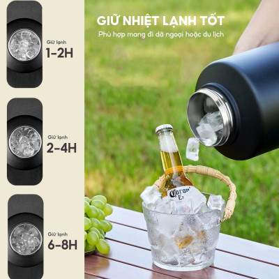 Bình giữ nhiệt Lebenlang LBL3028, phích giữ nhiệt dung tích lớn 3800ml, inox 304 - hàng chính hãng