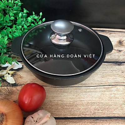 Nồi nhôm chống dính C.Lượng 18 cm - Kho thịt cá, cơm chiên, mì cay, om, kho tộ …Tiện ích cho gia đình, chuyên nghiệp. Ch