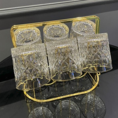 Bộ 6 cố thủy tinh dùng uống nước hoặc rượu tây chịu nhiệt cao cấp kèm giá úp cốc