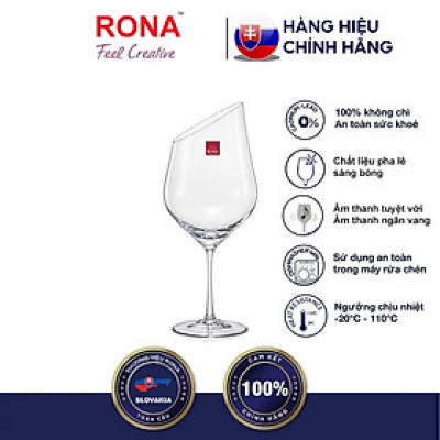 Ly rượu vang Pha lê Tulip Rona 450 ml mài vát Tiệp Khắc