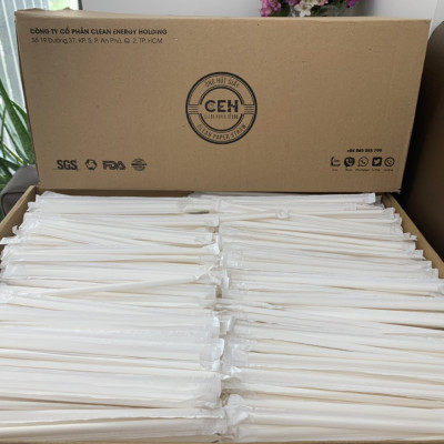 Ống hút giấy cao cấp Clean Paper Straw _ thùng 2500 ống có bọc giấy kích thước 6mm x 197mm dùng uống cà phê nước ép... ( take away)