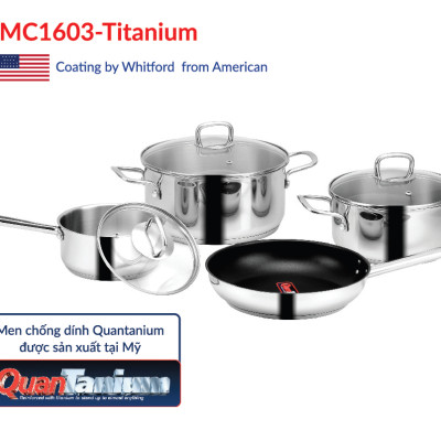 BỘ NỒI INOX EUROSUN MC1603 TITINIUM - HÀNG CHÍNH HÃNG 