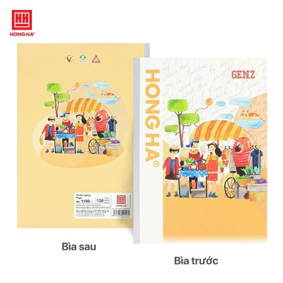 Vở kẻ ngang Hồng Hà 120 trang - Gáy vuông ép keo - GenZ 1100 định lượng 58 gm2 (Giấy mỏng) độ sáng 90-92 ISO, Khổ vở 180 x 252 mm (Giao bìa ngẫu nhiên)