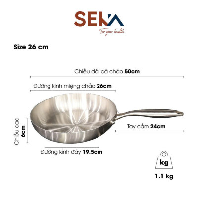 Chảo Chống Dính Tự Thân Seka Cạn Lòng SK630 - Chất Liệu Cao Cấp, Nấu Ăn Dễ Dàng