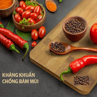 Thớt gỗ tre tự nhiên chữ nhật 3 lớp dày Kháng chuẩn nấm mốc, có quay treo Inox phong cách vintage, decor nhà bếp Hàng chính hãng Bamboo cutting