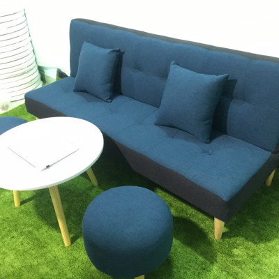 Bộ sofa bed xanh viền đen bố XVDB 1m7x90, sofa giường phòng khách, salon, sopha, sa lông, sô pha