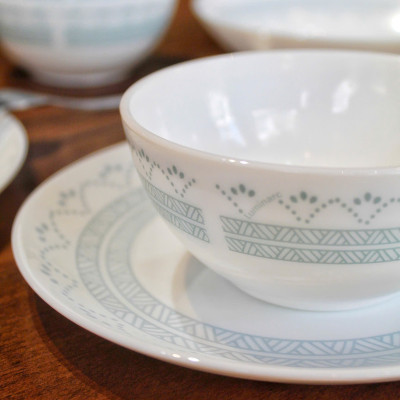 Tô Thủy Tinh Luminarc Diwali Geomatric Blue 18cm đựng thức ăn, kháng vỡ, cường lực - Bộ 3 cái - V6536