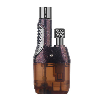 Vỏ Hột Quẹt Bật Lửa Khò Gas 1 Tia Mạnh Mẽ Honest BCZ-796 Thiết Kế Hình Tháp Đôi Bình Chứa Gas Trong Suốt Nhìn Thấy Lượng Gas - Nhiều Màu
