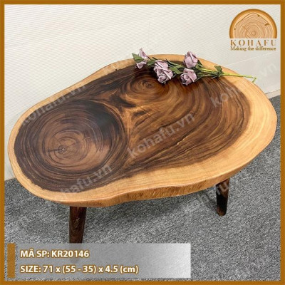 MẶT BÀN CÀ PHÊ OVAL GỖ NGUYÊN TẤM HIỆN ĐẠI