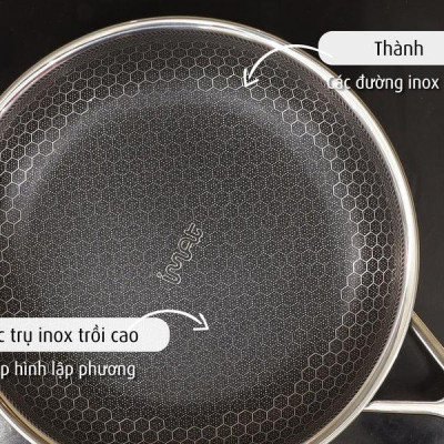 [Hàng chính hãng] Chảo chiên inox iMat Hybrid Blackcube 24cm, Phủ chống dính Ceramic đen