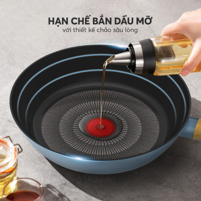 Bộ nồi chống dính vân gỗ Elmich Nature EL-5206MG04 size 18, 20, 24 chảo 26cm