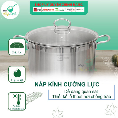 Bộ nồi inox Fivestar 3 đáy từ 18cm và 24cm nắp kính
