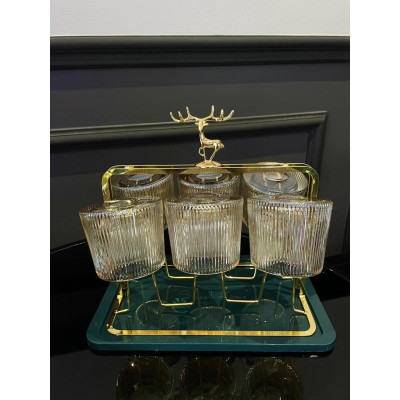 Set 6 Cốc Thuỷ Tinh Xoay | 2 Mẫu Hoa Văn Cực Đẹp | Sang Trọng Tinh Tế 