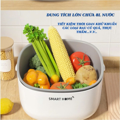 Máy Sục Siêu Âm SMART HOME Rửa Thực Phẩm - Khử Khuẩn Rau Củ Quả Thông Minh, Loại Bỏ Vi Khuẩn, Chất Trừ Sâu 99%