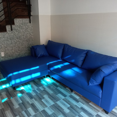 Sofa góc da xanh EB-01 Juno sofa 2m5 x 1m5