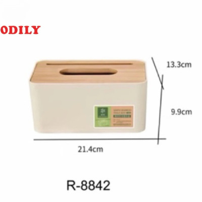 Hộp Giấy Ăn odily Thân Nhựa Mặt Tre Sang Trọng Đựng Giấy Tròn, Giấy Vuông, Giấy Chữ Nhật