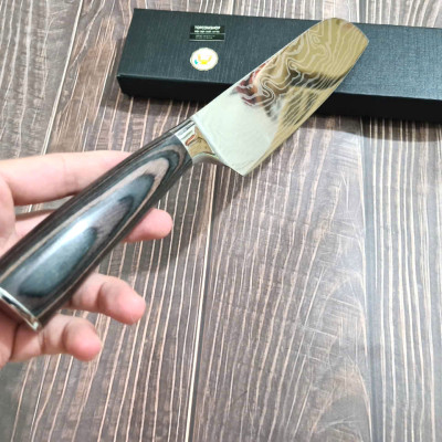 DAO - DAO BẾP NHẬT BẢN SANTOKU THÉP DAMASCUS MÃ A10 DT116 nt topcomshop vn