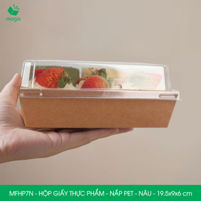 MFHP7N - 19.5x9x6 cm - 25 hộp giấy nắp PET kraft nâu đựng thực phẩm, thức ăn mang đi