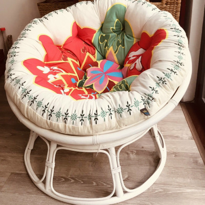 Ghế mặt trăng Papasan mây thật cao cấp Juno Sofa size 1m kèm nệm