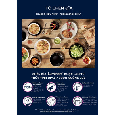 Đĩa thủy tinh Luminarc Diwali Granit Marble 19cm kháng vỡ, cường lực - 1 cái - P9834