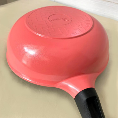 Combo 2 món cao cấp Hàn Quốc, nồi chống dính vân đá Kimscook, quai chống nóng, nắp kính cường lực viền inox size 20 cm và Chảo đúc chống dính vân đá Ecoramic sâu lòng 26 cm, dùng bếp gas, hồng ngoại, ...