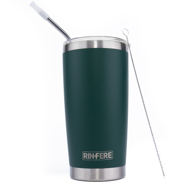 Ly Giữ Nhiệt Nắp Trượt Chống Tràn Rinfere - Tặng Kèm Ống Hút Không Gỉ, Dụng Cụ Vệ Sinh Ông Hút (590ml)