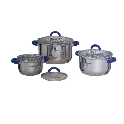 Bộ 3 Nồi Inox 3 Đáy Sunhouse SHG361 - Hàng Chính Hãng