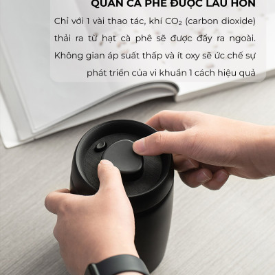 Hũ lọ inox 304 hút chân không bảo quản thực phẩm Cafede Kona