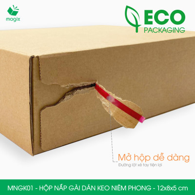 MNGK01 - 12x8x5 cm - COMBO 60 HỘP CARTON NẮP GÀI HÔNG CÓ KEO NIÊM PHONG - THÙNG HỘP CARTON ĐÓNG HÀNG