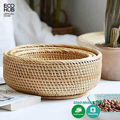 Giỏ mây tròn bộ 3 món đựng đồ ăn / decor tiện dụng | EH065