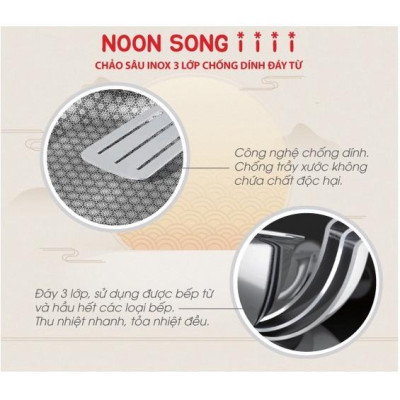 Chảo chống dính 2 mặt hoa tuyết bếp từ cào không xước Kims Cook Noon Song Hàn Quốc - 20cm/22cm/24cm/26cm/28cm/30cm/32cm